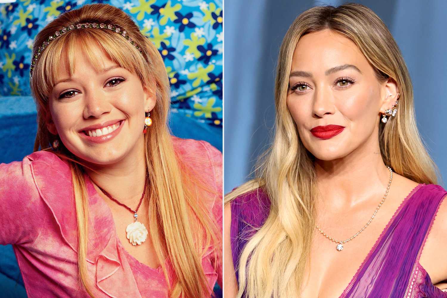 Hilary Duff as Lizzie McGuire in 2001, Hilary Duff in 2025.Credit: Alamy; Monica Schipper/GA/The Hollywood Reporter via Getty