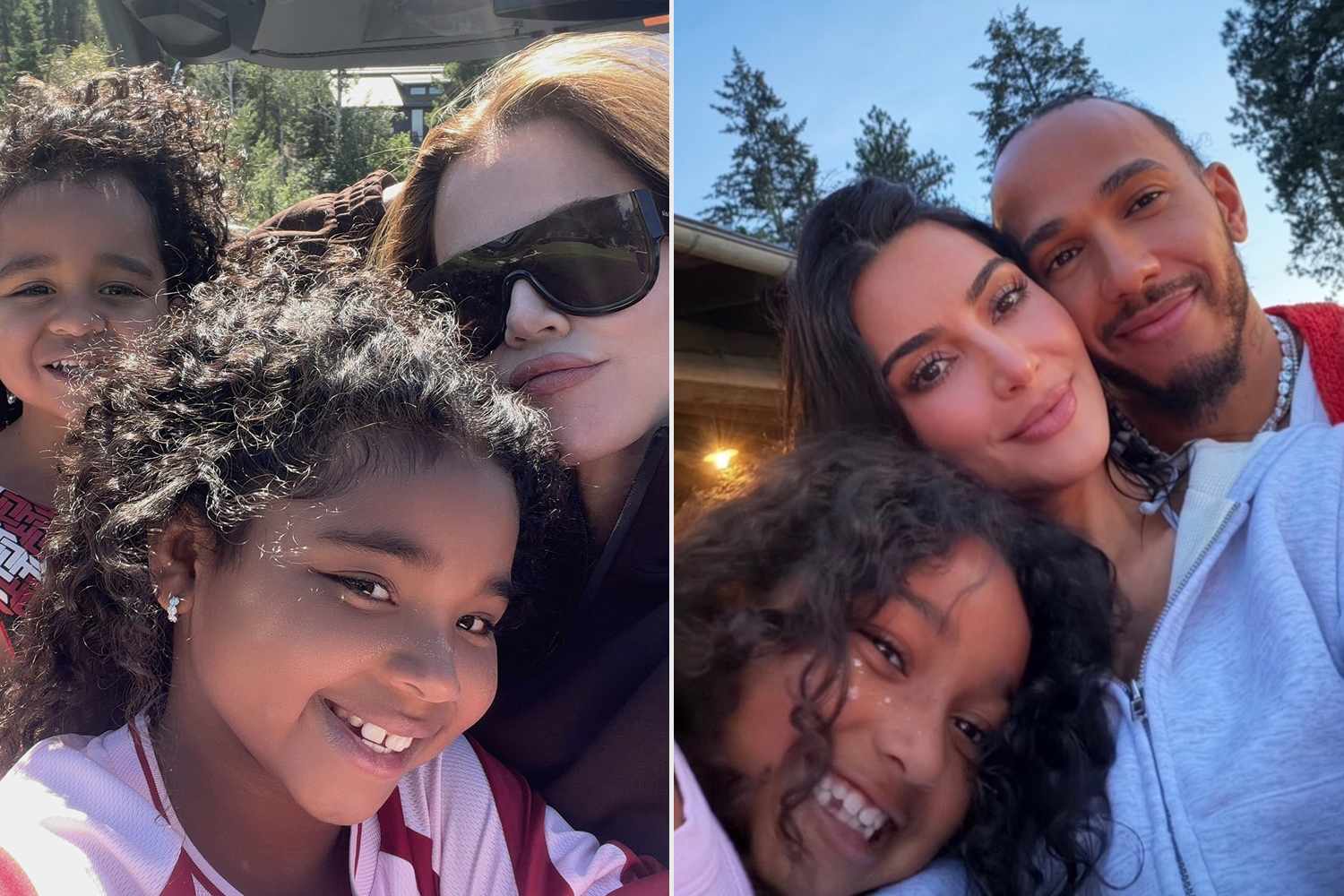 Khloé Kardashian and her kids; Kim Kardashian and boyfriend Lewis Hamilton are pictured with Chicago on lakeside vacationCredit: Khloe Kardashian/Instagram; Kim Kardashian/Instagram