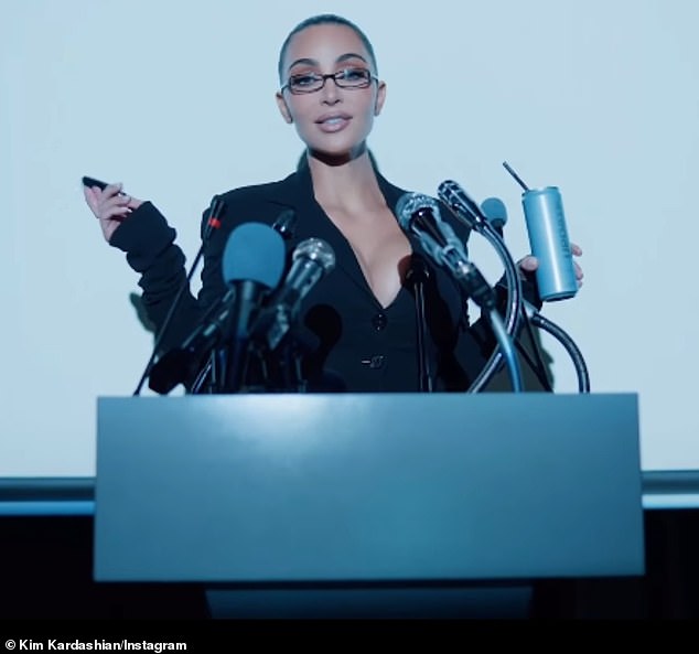 Kim Kardashian, 45, poked fun at her bar exam failure as she appeared in a humorous ad for her Update energy drink