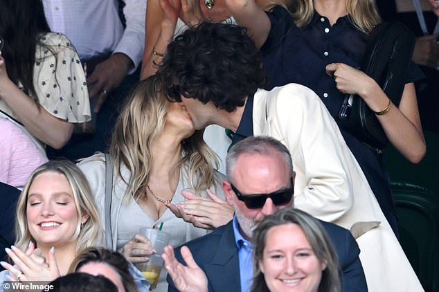 New mum Sienna Miller, 44, packs on the PDA with fiancé Oli Green, 29, as they lead the stars attending day six of Wimbledon