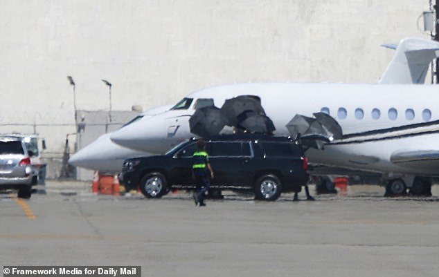 Taylor Swift and Travis Kelce have broken cover for the first time since they married last Friday, touching down in California, the Daily Mail can exclusively reveal